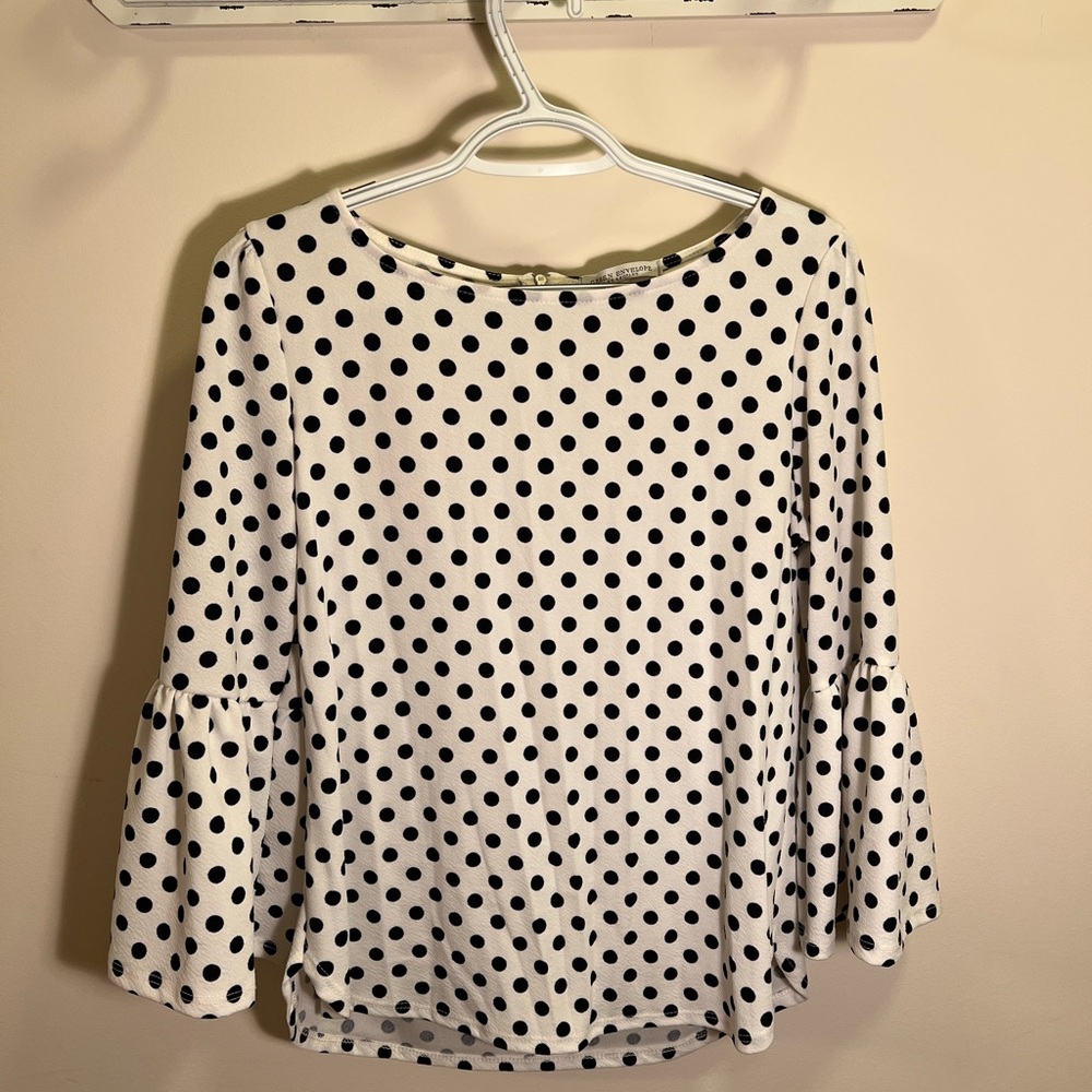 Navy polka dot blouse